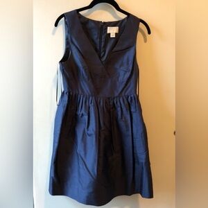 Worn once J. Crew navy blue 100% silk sleeveless dress